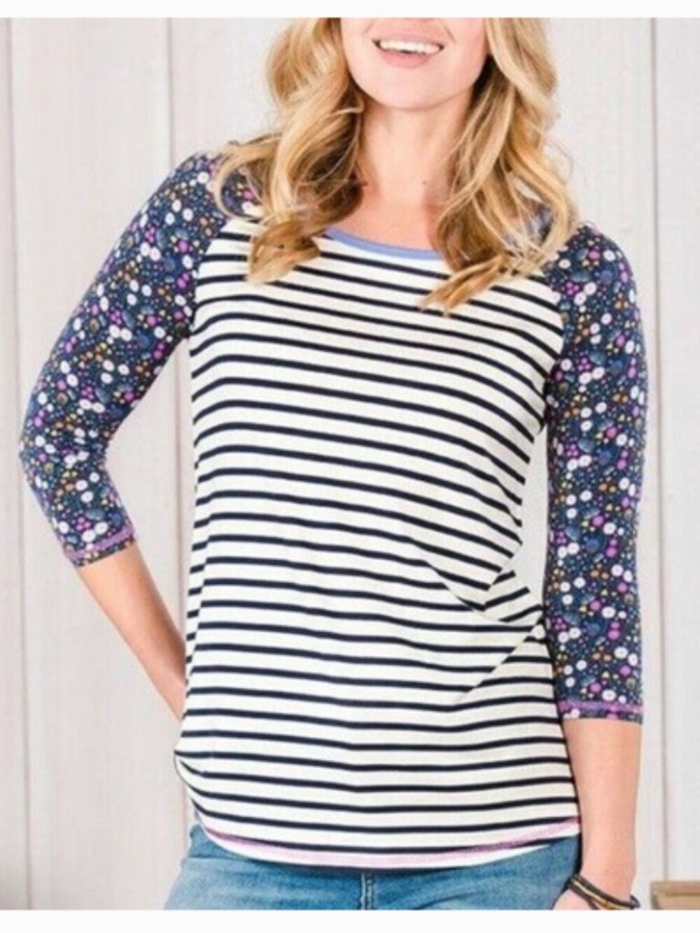 Matilda Jane striped floral Heartbeat top, Medium.